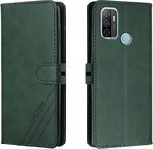 Voor OPPO A53/A53s Stiksels Stijl 2-Kleur Koe Textuur Horizontale Flip PU Lederen Case met Houder & Kaartsleuf & Lanyard (Groen)