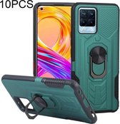 10 PCS Shield Armor PC + TPU-beschermhoes met 360 graden rotatieringhouder voor OPPO Realme 8/8 Pro (cyaan)