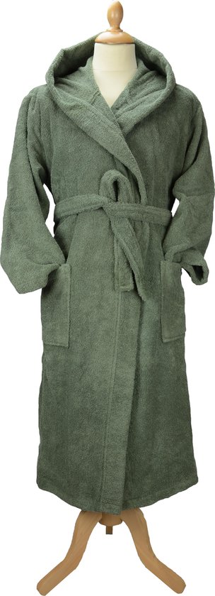 ARTG® Robezz - Badjas met Capuchon - 100% Katoen - Badstof - Leger Groen - Army Green - Maat L/XL