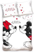 dekbedovertrek Mickey & Minnie 140 x 200 cm wit