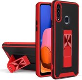 Voor Samsung Galaxy A20s Dual-color Skin Feel TPU + PC Magnetische schokbestendige hoes met onzichtbare houder (rood)