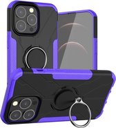 Armor Bear schokbestendige pc + TPU-beschermhoes met ringhouder voor iPhone 13 Pro (paars)