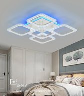 LED Bluetooth 4x1 Kristallen + Backlight - Plafondlamp Met Afstandsbediening - Wit - Smart lamp - Helderheid en Kleur Dimbaar - Woonkamerlamp - Moderne lamp - Plafoniere
