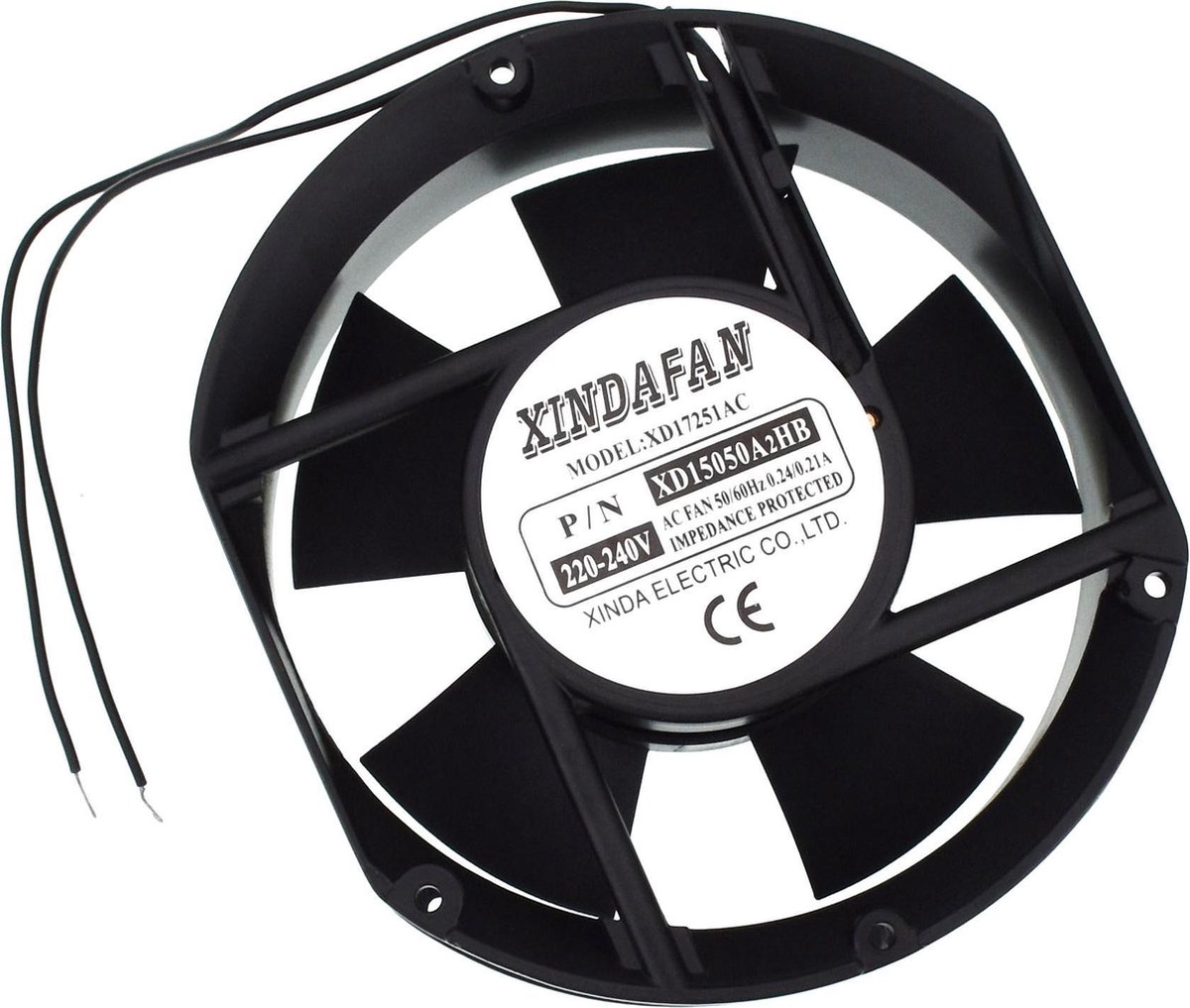 Xindafan 230V Ventilator 172x150x50mm - Zwart