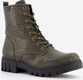 Blue Box dames croco veterboots - Groen - Maat 40