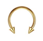 Bijoux by Ive® - Circulair barbell -Wenkbrauw piercing - Spikes - Goudkleurig