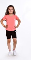 Sportkleding Set / Gympak - T-Shirt en Korte Broek - 134/140 - Meisjes Zalmroze