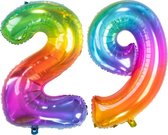 De Ballonnenkoning - Folieballon Cijfer 29 Yummy Gummy Rainbow - 86 cm