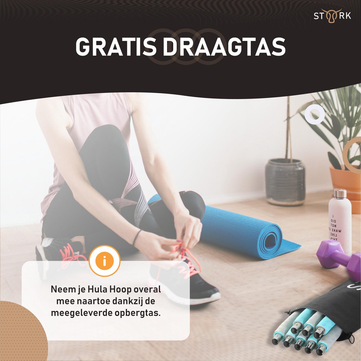 STRK Fitness Hoelahoep-Pasen cadeautje voor vrouwen en mannen -Sport Hoepel-Hula Hoop-Yoga Ring-Afvallen Waist Trainer, voor man en vrouw, 1-4 kg /94 cm gratis hoepeltas