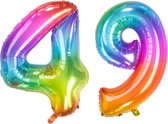 De Ballonnenkoning - Folieballon Cijfer 49 Yummy Gummy Rainbow - 86 cm