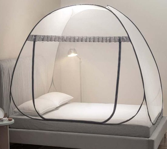 Klamboe tent - Inclusief Opbergtas - 2 Persoons - 180x200cm - Grijs/Wit |  bol.com