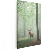 Artaza Canvas Schilderij Hert In Bos - 80x120 - Groot - Foto Op Canvas - Canvas Print