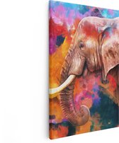 Artaza Canvas Schilderij Kleurrijke Olifant - Abstract - 60x90 - Foto Op Canvas - Canvas Print