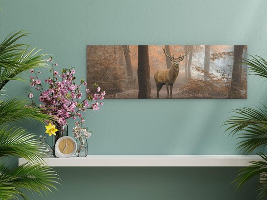 Artaza - Peinture sur toile - Cerf dans la forêt - Automne - 60x20 - Photo sur toile - Impression sur toile