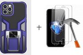 GSMNed – Shockproof iPhone Xs Max hoesje Blauw – Magneetaansluiting – Met standaard – Hard PC iPhone Xs Max – Blauw – met screenprotector