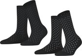 Esprit Fine Dot 2-Pack Dames Sokken - Zwart - Maat 39-42