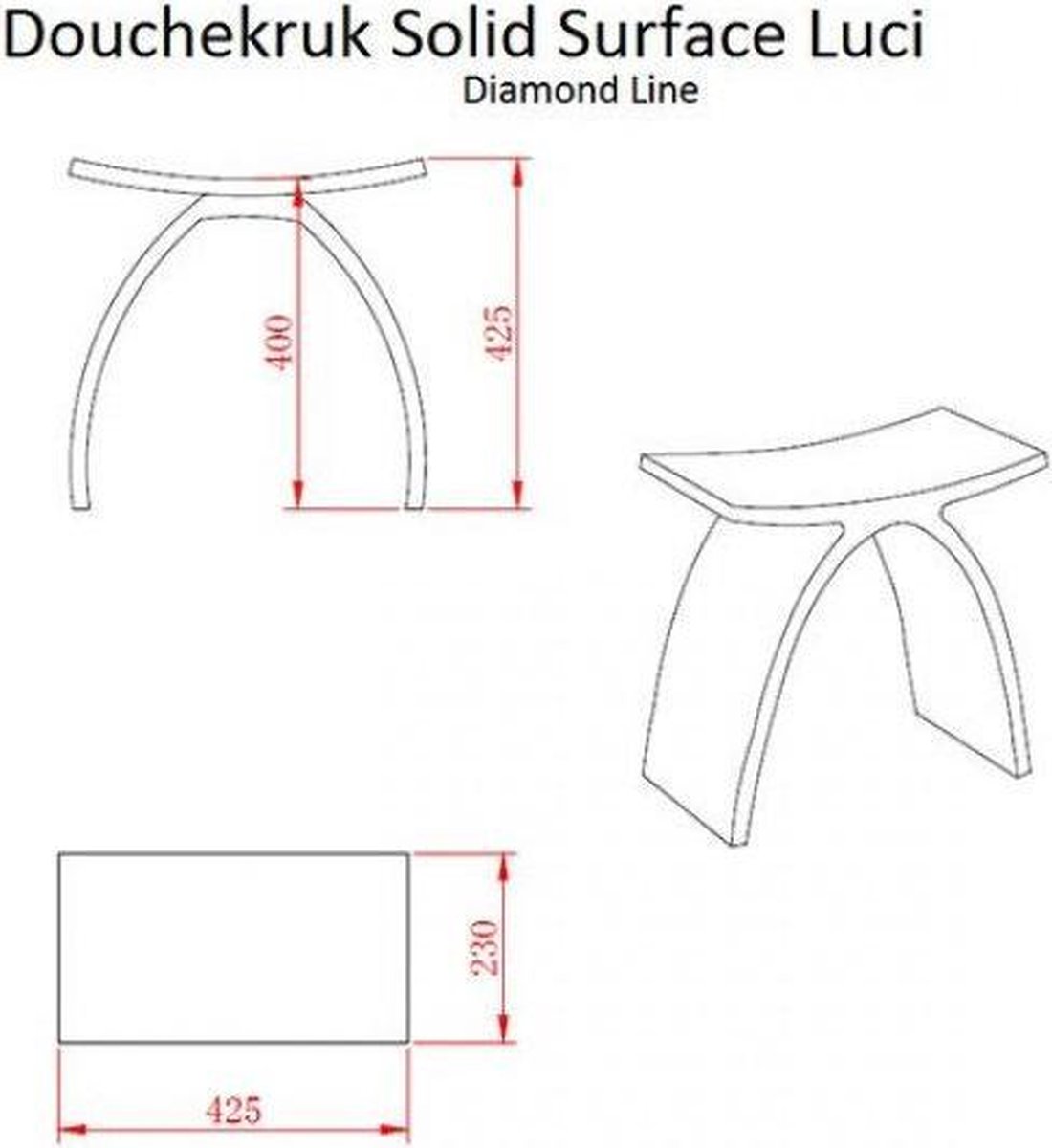 Diamond Line Luci Douchekrukje Solid Surface Mat Wit bol