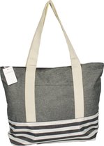 Shopper - Met rits - Effen/streep - Waterafstotend - Grijs - Strandtas