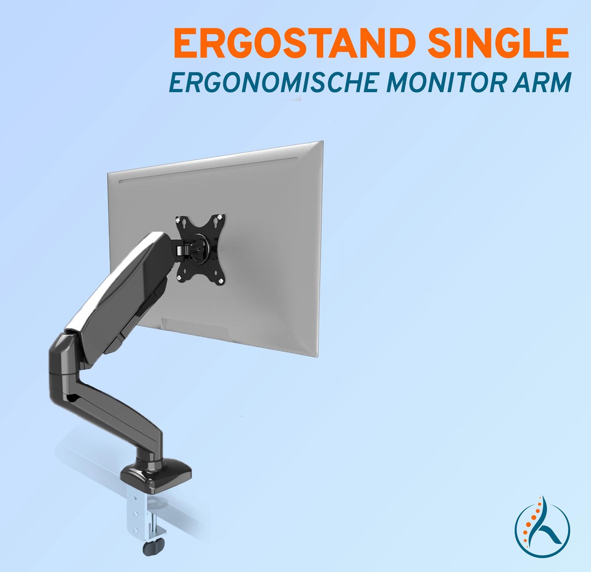 RIVO Ergonomics - ErgoStand Single | Ergonomische monitor arm met gasveer enkel scherm tot 8kg / 32