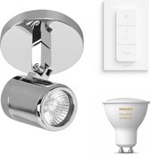Highlight Rain Opbouwspot met Philips Hue White Ambiance GU10 & Dimmer Switch - Spotjes Opbouw - 1 Lichtpunt - Chroom