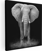 Artaza Canvas Schilderij Olifant - Zwart Wit - 50x50 - Foto Op Canvas - Canvas Print