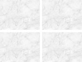 8x stuks marmeren stijl witte placemats van vinyl 40 x 30 cm - Antislip/waterafstotend - Stevige top kwaliteit