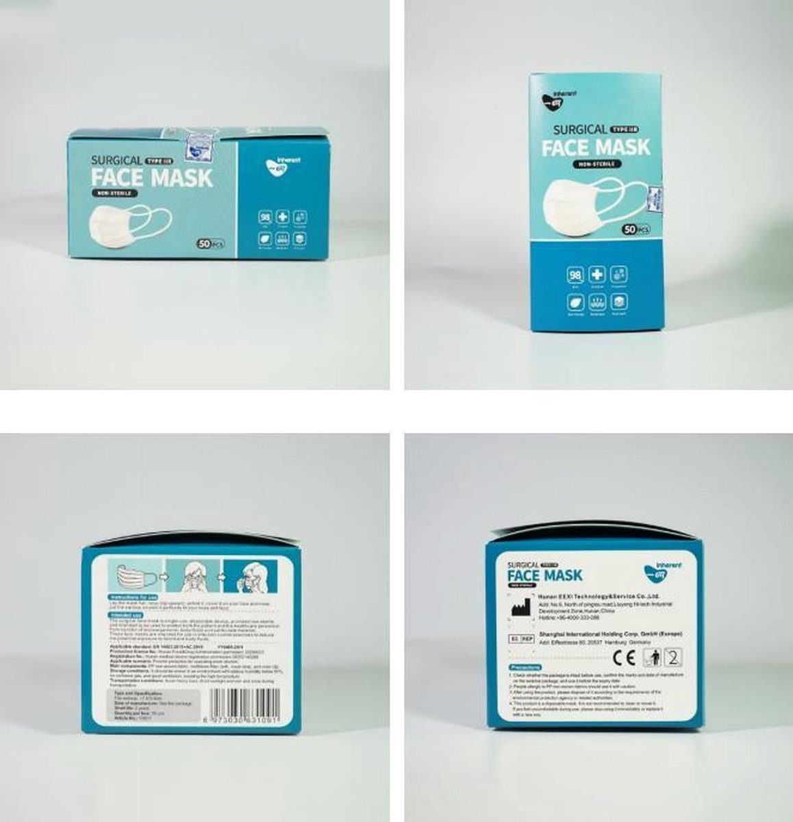 Baltic Masks Type IIR wegwerp medische mondkapjes Blauw 50 stuks