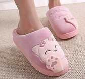 Damessloffen roze - Warme slippers maat 36/37 - Schattige pluche slippers sloffen Antislip Warme voeten