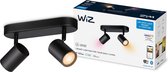 WiZ Opbouwspot Imageo Zwart 2 spots - Slimme LED-Verlichting - Gekleurd en Wit Licht - GU10 - 2x 5W - Wi-Fi