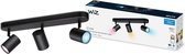 WiZ Opbouwspot Imageo Zwart 3 spots - Slimme LED-Verlichting - Gekleurd en Wit Licht - GU10 - 3x 5W - Wi-Fi