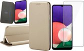 Samsung Galaxy A22 5G - Bookcase Goud - Screenprotector - Wallet Hoesje