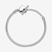 Fler® | Armband Zilver | Bedelarmband dames zilver | geschikt voor alle populaire bedelcollecties | Bedelarmband | sluitin.g met hartje | Elegante dames armband | Maat 20