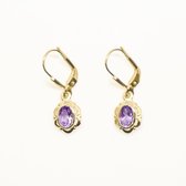 Amethyst Oorbellen – 8 Karaat Geel Goud met Amethist Edelsteen – Valentijn Cadeautje vrouw