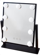 Miroir Hollywood avec Siècle des Lumières Novalie - Miroir de maquillage avec Lampes Led - Maquillage - Dimmable / 3 modes d'éclairage - Noir