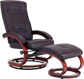 Fauteuil met voetenbank imitatieleer bruin