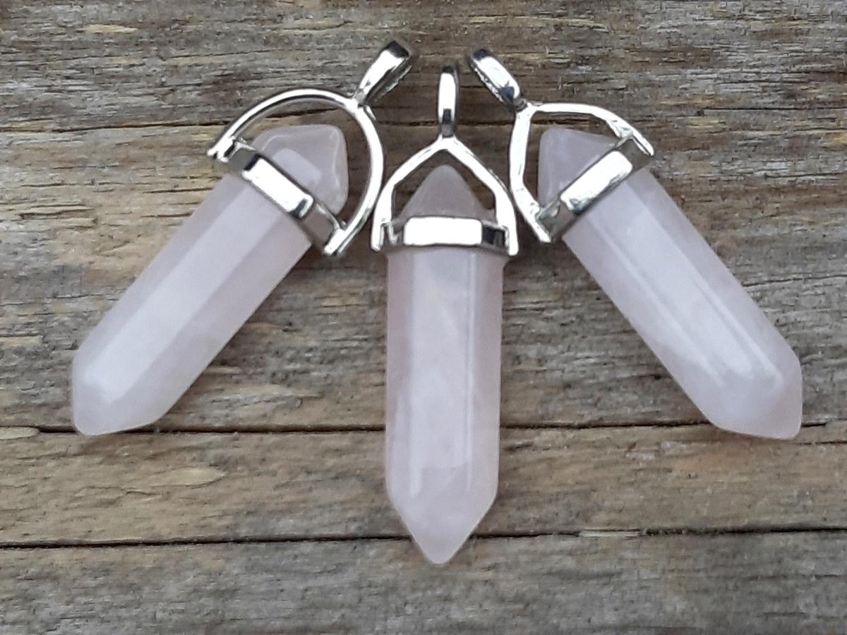 Edelsteen Rozekwarts - pendel - healing punt hanger