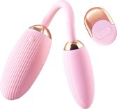 Dlicious – Double Trouble – Vibrerend Eitje - USB en Snel oplaadbaar – Vibrerend Eitje - 10 trilstanden – Roze/goud –  Vibrator - Dubbel ei - anaal - Valentijnsdag Cadeau
