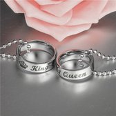 King & Queen halskettingen set voor koppels | Ring Halsketting | Kettingen met ring hangertjes | Her King His Queen | Relatie cadeau | Valentijnsdag cadeau | Sieraden set | Liefdes Geschenk