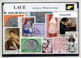 Kant – Luxe postzegel pakket (A6 formaat) : collectie van 50 verschillende postzegels van kant – kan als ansichtkaart in een A6 envelop - authentiek cadeau - kado - geschenk - kaar