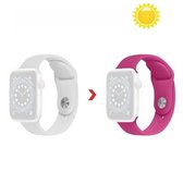 Verkleuring in de zon Siliconen vervangende horlogeband voor Apple Watch Series 6 & SE & 5 & 4 40 mm / 3 & 2 & 1 38 mm (wit veranderen roze roze)