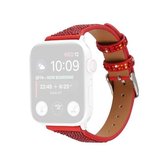 T-vormige kleine taille knipperende diamanten lederen band horlogeband voor Apple Watch Series 6 & SE & 5 & 4 44mm/3 & 2 & 1 42mm (Rood)