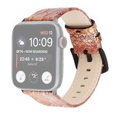 Slangenleer vervangende horlogeband voor Apple Watch Series 6 & SE & 5 & 4 44 mm / 3 & 2 & 1 42 mm (goud)