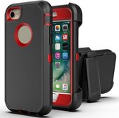 Robot schokbestendig siliconen + pc-beschermhoes met clip aan de achterkant voor iPhone SE 2020/8/7 (zwart rood)