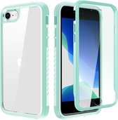 Voor iPhone SE 2020/8/7 schokbestendig TPU-frame + doorzichtige pc-achterkant van de behuizing + PET-schermfolie aan de voorkant (groen)