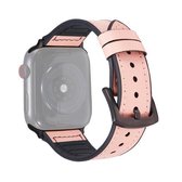 Crazy Horse-textuur lederen vervangende horlogebanden voor Apple Watch Series 6 & SE & 5 & 4 44 mm / 3 & 2 & 1 42 mm (roze)