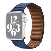 Voor Apple Watch Series 6 & SE & 5 & 4 40 mm / 3 & 2 & 1 38 mm lederen vervangende band horlogeband (middernachtblauw)