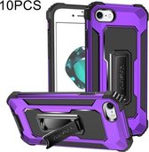 10 PCS Knight Jazz PC + TPU Schokbestendige beschermhoes met opvouwbare houder voor iPhone SE 2020/8/7 (paars)
