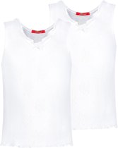 Exclusief Luxueus Kinder nachtkleding Hanssop, Meisjes, Katoenen ondergoed hemden set, twee super zachte witte hemden gemaakt in een verfijnd lief roosjes ajour katoen met een bijp