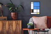 Fotolijst incl. Poster - Compositie met blauw, rood, zwart, geel en grijs - Piet Mondriaan - 30x40 cm - Posterlijst