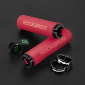 Rockbros - handvatten - Aluminum klemmen - 22.2mm - Inclusief 2 stuurdoppen - Rood/Zwart